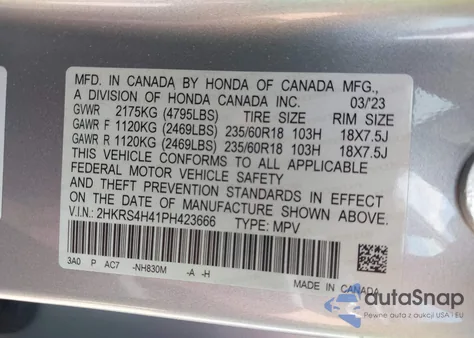 2023 Honda Cr-V Ex Awd из США, поврежденный, VIN 2HKRS4H41PH423666